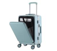 Valise Cabine Valise à ouverture avant for ordinateur portable, boîtier de chariot multifonction, bagage à main, roue universelle, verrouillage par mot de passe, valise de voyage(Blue-aluminum frame,2