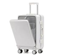 Valise Cabine Valise à ouverture avant for ordinateur portable, boîtier de chariot multifonction, bagage à main, roue universelle, verrouillage par mot de passe, valise de voyage(Beige-aluminum frame,