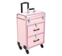 Valise cosmétique à roulettes, grande mallette de maquillage, 3 couches, 2 tiroirs, portable, avec 4 roues, bagage à main, Rose, 57*36*23cm/22.4*14.2*9.1in, Modernité