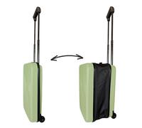 Valise de Cabine Pliable Ultra Fine de 28 à 13 cm d'épaisseur, légère et résistante en ABS, 2 Roues + poignée télescopique, Couleur Bleu Pastel