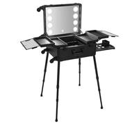 Valise de maquillage à roulettes, 21 ", avec lumière LED, mobile, réglable, pour coiffeur