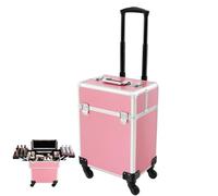 Valise de maquillage à roulettes - Grande valise de maquillage professionnelle à roulettes - Verrouillable - 24 x 34 x 47 cm, Rose, moderne