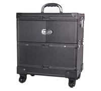 Valise de Maquillage,Mallette Cosmétique, Trousse de Maquillage à roulettes, très Grande capacité, verrouillable, poignée en métal, roulettes universelles à 360°(Black)