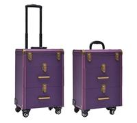 Valise de Maquillage,Mallette Cosmétique, Valise cosmétique de chariot de manucure de beauté, boîte de chariot de broderie d'art d'ongle, boîte à outils de barbier de rouleau en aluminium(Purple-b,36x