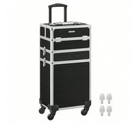 Valise de maquillage Professionnel 3-en-1, Mallette Cosmétique, XXL, 34 x 24 x 70,5 cm, Verrouillable, roulettes à 360°, pour voyages, Manucu