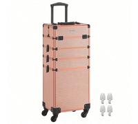 Valise de maquillage Professionnel 4-en-1, Mallette Cosmétique, XXL, 34 x 24 x 79,3 cm, Verrouillable, Roulettes à 360°