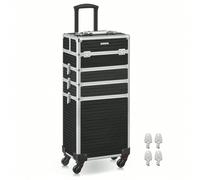 Valise de maquillage Professionnel 4-en-1, Mallette Cosmétique, XXL, 34 x 24 x 79,3 cm, Verrouillable, roulettes à 360°, Noir Noir