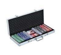 Valise de poker professionnelle en aluminium Homcom avec 200 jetons, jeu de poker de casino avec 5 dés, 2 jeux de cartes et 1 jeton de croupier, 29,5 x 20,5 x 6,5 cm, multicolore noir