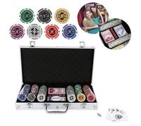 Valise de poker Yakimz Set de poker Jetons de poker 300 jetons Tapis de jeu Profi Alu Button Cash-Game Argent