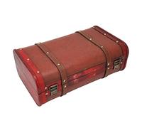 Valise de rangement en simili cuir, pratique à transporter décoratif en bois vintage avec cadenas rouges pour le bureau à la maison
