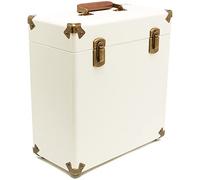 Valise de Rangement et Transport GPO pour Vinyles 33 Tours de style rétro (pouvant contenir 30 albums) - Crème et Marron