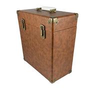 Valise de Rangement et Transport GPO pour Vinyles 33 Tours de style rétro (pouvant contenir 30 albums) - Marron