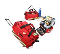 Valise de Secours à Roulettes avec Compartiments Modulables, Organisateur Médical pour Infirmières, Secouristes, Médecins - Grande Capacité, Bandes Réfléchissantes