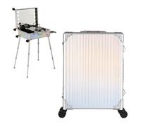 Valise de Train de Maquillage à roulettes en aluminium avec lumières LED, Organisateur de cosmétiques Professionnel, 3 Nuances de lumière, roulettes et Supports (Dazzling Stripes 52x40x22.5cm)