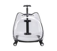 Valise de transport transparente pour chat avec roulettes pour animaux de compagnie, valise rigide transparente avec poignée télescopique pour petits animaux de compagnie