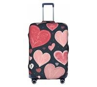 Valise de voyage décorative avec fermeture éclair dissimulée - Anti-rayures et anti-poussière - Motif cœurs - Pour la Saint-Valentin, blanc, Medium