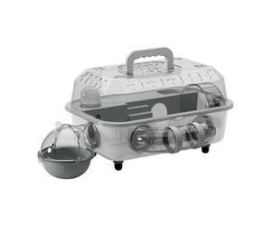 Valise de voyage pour hamster - Nourriture pour animaux de compagnie à deux niveaux, kit de tube de roue silencieux | Zone de jeu amovible transparente pour animaux de villa, unité d'activité de