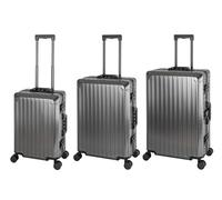 Valise de voyage rigide en aluminium avec poignée télescopique TSA, 4 roulettes, graphite, Handgepäck, Mittlerer und Großer Koffer Set, Ensemble de valises