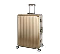 Valise de voyage rigide en aluminium avec poignée télescopique TSA, 4 roulettes, or, Großer Koffer XL, Valise