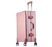 Valise De Voyage Rigide Entièrement en Aluminium avec roulettes Pivotantes Et Serrure, Bagage À Main Rigide Valises Trolley À roulettes en Alliage Métallique pour Femme Et Homme (Rose, 61CM-71L)
