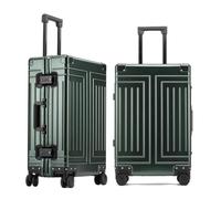 Valise d'enregistrement en magnésium entièrement en aluminium de 73,7 cm, bagage sans fermeture éclair avec serrure TSA intégrée, roues pivotantes à 360°, vert foncé, coffre de voyage d'affaires