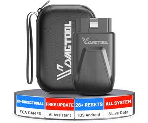 Valise Diagnostic Auto Bluetooth Et 26+ RéInitialisations D200, Outil Diagnostic Voiture Tous Systèmes, Mise à Jour Gratuite à Vie, Assisté AI,Test Actif, iOS Android Boitier Lecteur OBD2 FCA Can FD