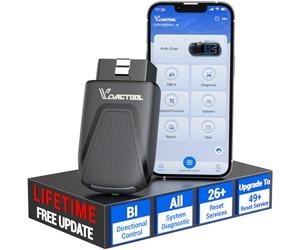 Valise Diagnostic Auto Bluetooth Et 26+ RéInitialisations VDIAGTOOL D200, Outil de Diagnostic Voiture Tous Systèmes pour iOS et Android, Test Actif, Mise à Jour Gratuite à Vie, FCA CAN FD OBD2 Scanner