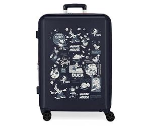 Valise Disney 100 Special Shine Mickey Comic Medium Bleu 48x70x26 cms ABS Rigide Fermeture TSA intégrée 81L 3.98 kgs 4 Roues doubles