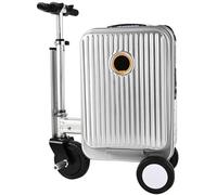 Valise électrique pour adultes, bagage de voyage léger avec batterie, serrure TSA, port USB, Argenté.