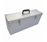 Valise en aluminium argenté avec mousse cube - Couvercle amovible - Mallette à outils en aluminium - 550 x 155 x 240 mm