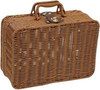 Valise en imitation rotin / Organiseur cosmétique tissé rétro / Valise Prop Box avec sangle en cuir et verrou en métal / pour pique-nique, nourriture, camping, voyage, xl