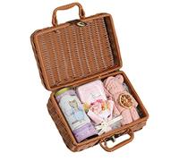 Valise en rotin naturel, boîte en rotin naturel tressé à la main, boîte rectangulaire en rotin pour la maison, étuis tissés à la main avec poignée - Panier de rangement rectangulaire avec ch