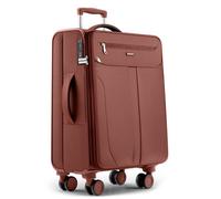 Valise en tissu 67x43x25 cm extensible - Travely - Bagage en soute souple, grande taille L, avec 4 roulettes et serrure TSA - Rouge