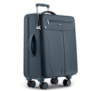 Valise en tissu 67x43x25 cm extensible - Travely - Bagage en soute souple, grande taille L, avec 4 roulettes et serrure TSA - Bleu