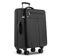 Valise en tissu 67x43x25 cm extensible - Travely - Bagage en soute souple, grande taille L, avec 4 roulettes et serrure TSA - Noir