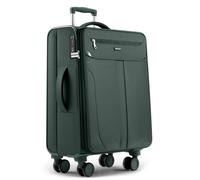 Valise en tissu 67x43x25 cm extensible - Travely - Bagage en soute souple, grande taille L, avec 4 roulettes et serrure TSA - Vert