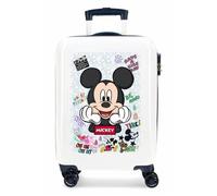 Disney Mickey Be Cool Valise Cabine Blanche 38x55x20 cm ABS Rigide Cadenas Latéral à Combinaison 34L 2 kgs 4 Double Roues Bagage à Main