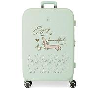 Valise Enso Beautiful day Medium Vert 48x70x28 cms ABS Rigide Fermeture TSA intégrée 79L 4.32 kgs 4 Roues doubles