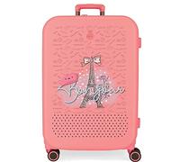 Valise Enso Bonjour Medium Corail 48x70x28 cms ABS rigide Fermeture TSA intégrée 79L 4.32 kgs 4 Roues doubles