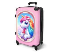 Valise Fille Moyenne - NoBoringSuitcases - Bagage Soute 67x43x25cm - Rigide - 4 roulettes 360° et Serrure Code - 72L - Licorne