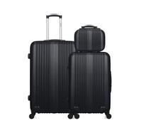 hero - lot de 3 valises grand format, weekend et vanity abs lipari - noir noir