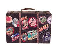 Valise - KD 1291 - Coffre en bois vieilli avec cuir fin - Trésor - Look rétro - Petit mobilier - Style maritime - Fixations en métal