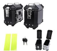 Valise Latérale De Moto en Alliage D'aluminium 18l Boîte De Sacoche Rigide Gauche Droite Paire De Valises Latérales pour Moto Noir/Argent pour Casques Et Bagages(Noir)