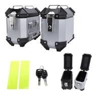Valise Latérale De Moto en Alliage D'aluminium 18l Boîte De Sacoche Rigide Gauche Droite Paire De Valises Latérales pour Moto Noir/Argent pour Casques Et Bagages(Argent)