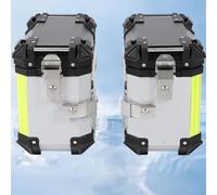 Valise Latérale De Moto en Alliage D'aluminium 35L Boîte À Outils De Moto Étanche Boîte De Sacoche Rigide Gauche Droite avec Verrou De Sécurité pour Bagages De Casque(Argent)