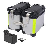Valise latérale Moto,Sacoches de Moto Noir Argent Valises latérales en Aluminium,coffres à Bagages latéraux pour Moto,38L Boîte latérale,Sacoche latérale 1 Paire(Argent,23x45x37 cm)