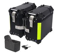 Valise latérale Moto,Sacoches de Moto Noir Argent Valises latérales en Aluminium,coffres à Bagages latéraux pour Moto,38L Boîte latérale,Sacoche latérale 1 Paire(Black,23x45x37 cm)