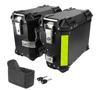 Valise latérale Moto,Sacoches de Moto Noir Argent Valises latérales en Aluminium,coffres à Bagages latéraux pour Moto,38L Boîte latérale,Sacoche latérale 1 Paire(Black,17x45x37 cm)
