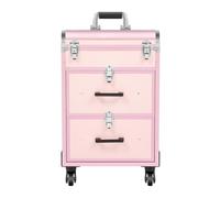 Valise Maquillage Professionnel Mallette Verrouillable Plateaux RéTractables Valise Maquillage à roulettes Cadre Aluminium Mallette Professionnelle Bijoux CosméTique Rangement (Rose)