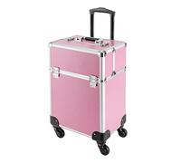 Valise Maquillage Professionnel, Valise à roulettes Multifonction avec Serrure, Valise Aluminium Roulette, pour Maquilleurs, Coiffeurs, Rose